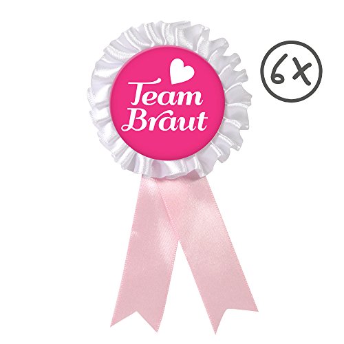6 Frau Wundervoll JGA Orden – pink, Team Braut Ø 8 cm – Junggesellinnenabschied / Hen Party / Anstecker / JGA Button - 2