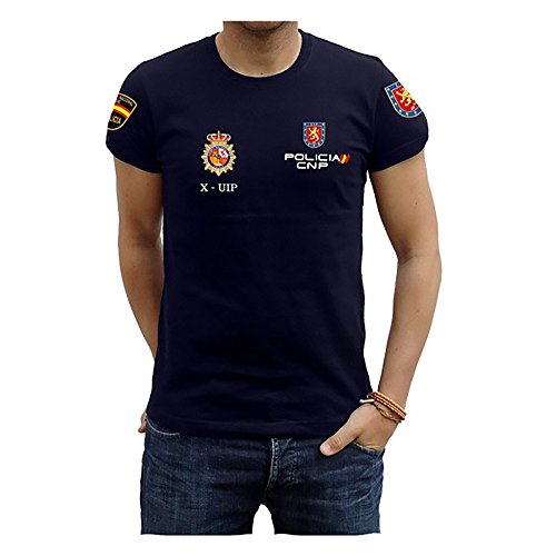 Piel Cabrera Camiseta Policía UIP (Talla S, Azul Marino)