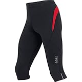GORE RUNNING WEAR Homme Collant de course fonctionnel, jambes 3/4, Respirant, GORE Selected Fabrics, ESSENTIAL 3/4, Taille L, Noir/Rouge, TESSNT993505
