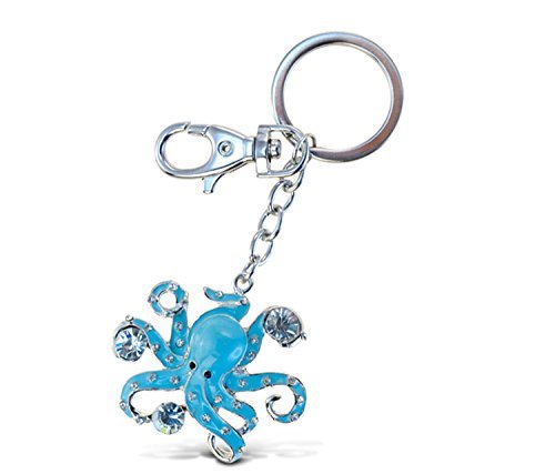 Puzzled azul Pulpo brillante encanto elegante llavero