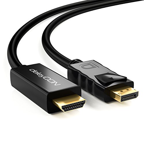 deleyCON 1m DisplayPort zu HDMI Kabel - High Speed 4k UHD / FullHD 1080p / 3D / HDCP / Audioübertragung - DP Stecker auf HDMI Stecker Adapterkabel - Schwarz