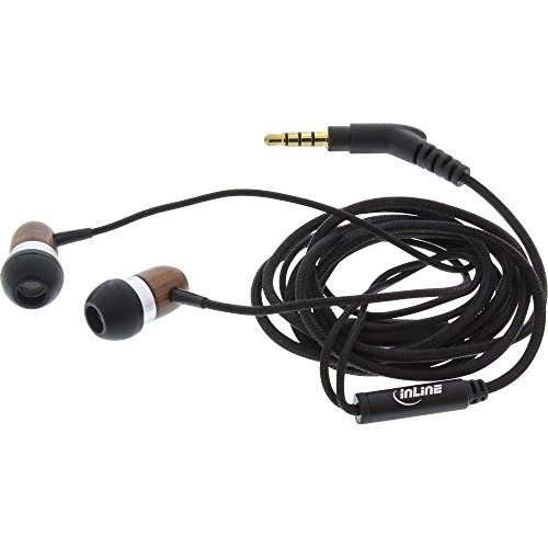 InLine 55357 woodin-ear Headset mit Kabelmikrofon/Funktionstaste walnuß - 2