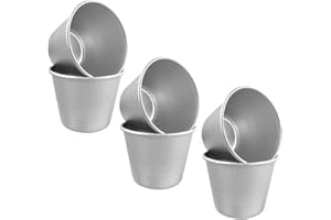 KAIAIWLUO Alluminio Stampo per Cupcake,6 pezzi Mini Stampi per Budini Riutilizzabile Stampo per Crostata All'Uovo Alluminio Color Argento per Piccole Torte Crostate Cupcakes per Muffin