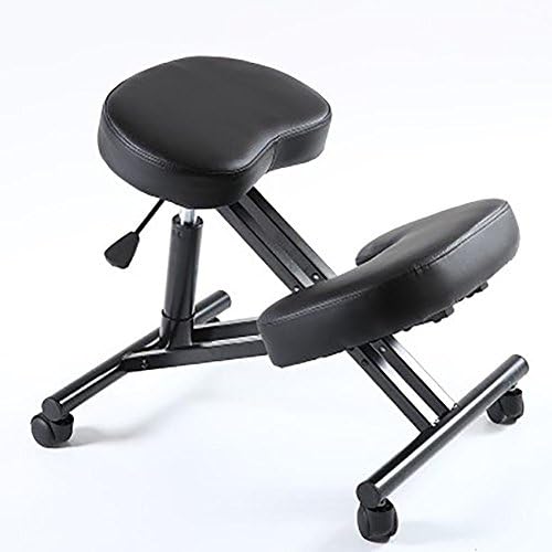 YMSYMS Kneeling chair child Student spine Correction chair Ergonomics Correction sitting posture chair Chair lift Anti-humpback Anti-myopia Height adjustment No armrests PU wheel design Steel feet Leather , Black