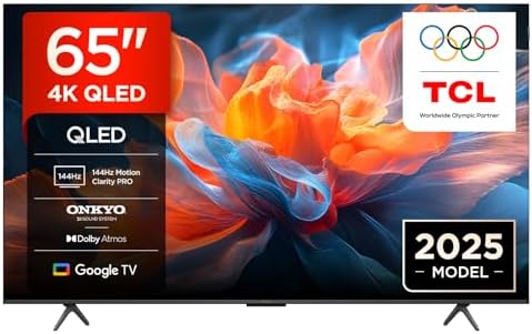 TCL 65T8C TV QLED 4K HDR Ultra HD da 65", QLED TV con tecnologia Google TV (Dolby Vision e Atmos, Motion Clarity Pro a 144 Hz, FreeSync, audio Onkyo 2.1, compatibile con Google Assistant)