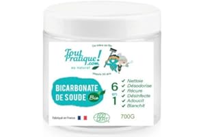 Toutpratique Bicarbonate de soude Bio -Crème à Récurer, Nettoie Théière Noircie, Désodorise Tissu - 700g Pot Réutilisable -Naturel -Français
