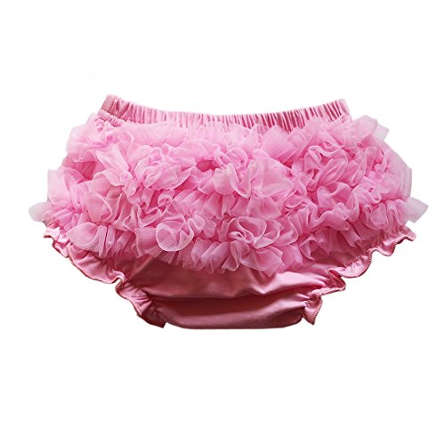 Wennikids Baby Girls Newborn Chiffon Bloomers,Diaper Cover,Ruffles Bloomers Medium Pink