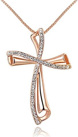 Rose Gold Oblique Cross Necklace