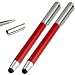 Produktbild Liamoo 2 x moderner 2in1 Eingabestift/Touchpen mit Kugelschreiber und Deckel, Stylus für Handy & Tablet Touchscreen, iPhone, iPad, Samsung Pen (rot)