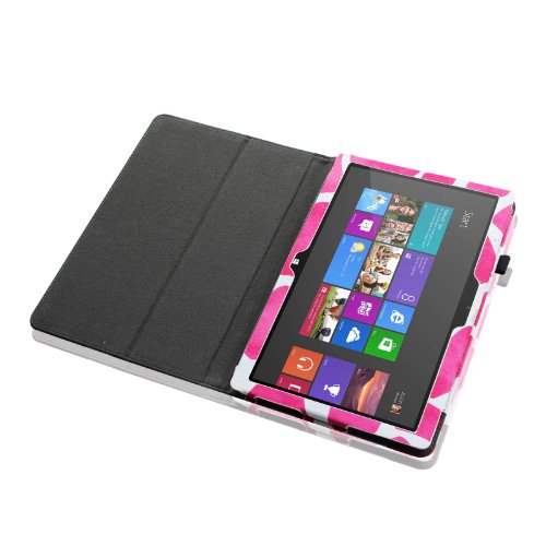 Fintie Schutzhülle Flip Case mit Stylus Halterung für Microsoft Surface RT/Surface 2 26,9 cm nicht kompatibel mit Windows 8 Pro – – ZD-Giraffe Magenta Surface 2 / Surface RT - 7