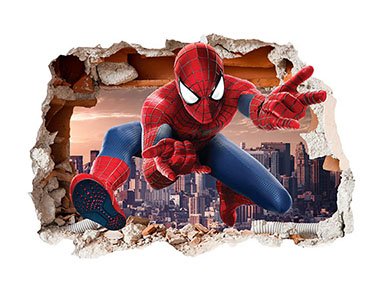 Spiderman Design Children's Repositionable Self Adhesive Vinyl 3D Hole in the Wall Sticker Décor
