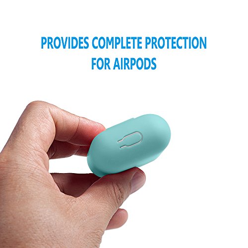 AirPods Case Protective  FRTMA Silicone Skin Case with Sport Strap for Apple AirPods  Ice Sea Blue