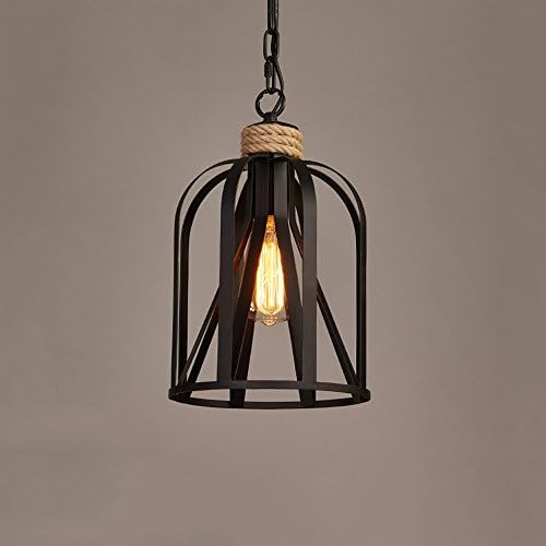 LZDHY Vintage Industrial Black Hemp Rope Chandelier Shade Metal Retro Ceiling Pendant Lights E27 LampShade For Restaurant Loft Coffee Bar Kitchen