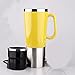 Produktbild Edelstahl 12V Auto elektrische Heizung Schale kochen cup Auto beheiztes Wasser Schale Reisewasserkocher Auto wasser heizung, gelb-B