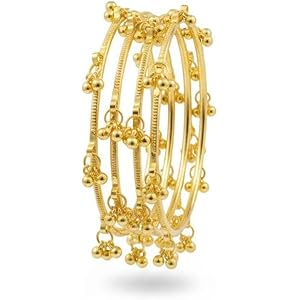 S D HOME STYLE Kashmiri Traditional Bangles Set for Women | Gold Plated Handcrafted Ghungroo Bangles | Ethnic Bridal Festive Jewellery | Pack of 4