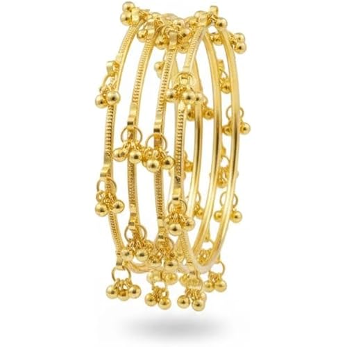 S D HOME STYLE Kashmiri Traditional Bangles Set for Women | Gold Plated Handcrafted Ghungroo Bangles | Ethnic Bridal Festive Jewellery | Pack of 4
