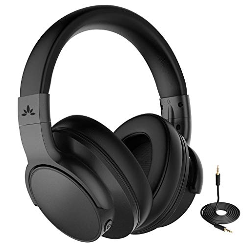 Avantree Auriculares Diadema Inalámbricos con Cancelación de Ruido Activo para Viajar, IR en Avión o Cortar el Césped. ANC Bluetooth con Cable con micró, Baja latencia para TV PC Teléfono - ANC031
