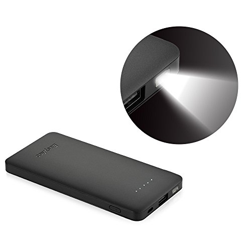 EasyAcc 6000mAh Ultra-sottile Batteria Esterna Smart Output Power Bank Caricatore Portatile ad con Built-in cavo Micro USB per Smartphone - Nero