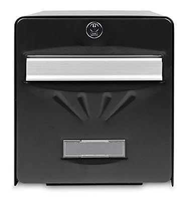 Burg-Wächter BURG-WÄCHTER Boîte aux Lettres Normalisée en Acier Galvanisé Avec Porte à Ouverture Totale, Stop-Courrier, 2 Portes dont une Vitrée, BALnéaire, Noir