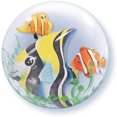 24" Double Bubble Seaweed Tropical Fish Balloon Party Decoration - Q68809