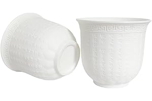 NIUKOMY Taza de Té China Kung Fu,Juego de 2 Taza de Té de Cerámica,Taza de Café/Sake sin Asas, Taza de Té Chino Juego de Porcelana Patrón del Sutra del Corazón Budista 190 ml Blanco