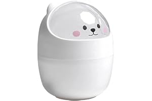 FROTOX Mini pattumiera da ufficio con coperchio, cestino da tavolo portatile, per il trucco, per casa, salotto, cucina, camera da letto, bagno, ufficio, bianco/giallo/grigio scuro