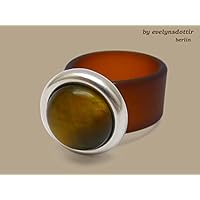 Wunderschöner brauner Ring mit echt silberner Fassung und Tigerauge