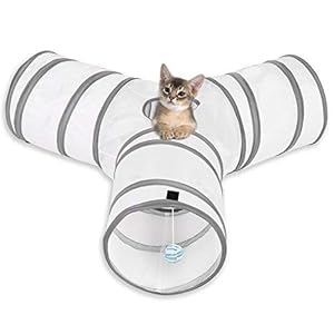 MFEI Juguetes Gatos Tunel Gato, Pet Tunnel 3 Way Crinkle Tubo Plegable Toy Tunnel para Gatos Conejos, Perros, Mascotas