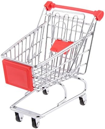 Jeephuer Creative Mini Shopping Cart Supermarket Handcart Trolley with Seat Rolling Wheels(Red)