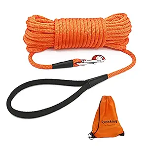 lynxking Check Cord Long Dog Training Leash Tracking Line Heavy Duty Puppy Rope Lead for Small Medium Large Dogs (50 feet x 3/8 in, Orange)