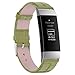 Produktbild samLIKE Leder Armband für Fitbit Charge 3 für Herren und Damen Ersatzarmband Weich Schickes Design Sportarmband Kompatibel mit Fitbit Charge 3, 130-230MM, 4 Farben (Grün)