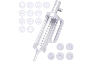 Jasfyee Kit de presse à biscuits avec 12 plateaux à biscuits et 5 buses de glaçage, machine à biscuits pour décoration de gâteaux, cadeau pour les amateurs de pâtisserie