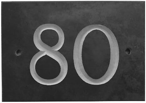 The House Nameplate Company Slate House Number, Charcoal Grey,Number 80