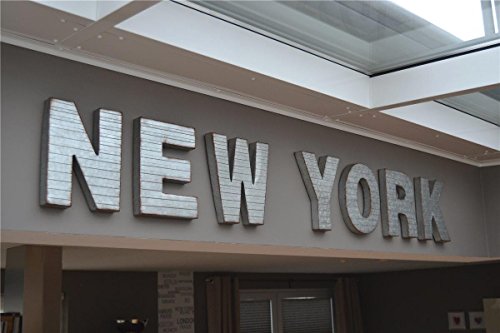 Livitat® Schriftzug Wanddeko NEW YORK Industrie Look 215 cm breit Vintage Loft Living Metall LV5091