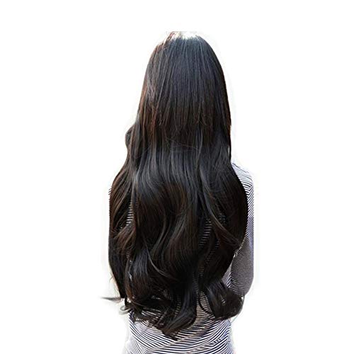 Preisvergleich Produktbild Alexsix Extravagantes schwarzes flaumiges langes wellenförmiges lockiges Haar-Frauen-Cosplay Perücken-Haar-spinnende Kappe