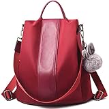 Charmore Femme Sac À Dos Étanche En Nylon Sacs D'école Anti-vol Sacs À Bandoulière - Rouge - M