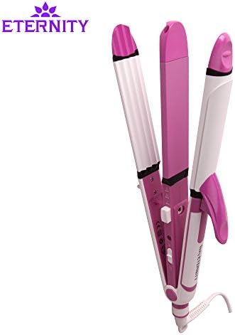 3 in 1 Hair Style Straighten Curl &amp; Wave Ceramic Hair Curling Tool Straightening Plates No Damage Hair Corn Rolls