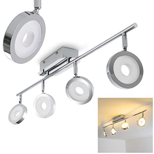 Preisvergleich Produktbild LED Deckenleuchte Galli, Deckenlampe in Chrom, 4-flammig, mit verstellbaren Leuchtenköpfen, 4 x 6 Watt, 400 Lumen (1600 Lumen insgesamt), Lichtfarbe 3000 Kelvin (warmweiß)