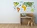 MAP of the WORLD – LARGE - Wall sticker – Wall Art – For Children, Kids, bedroom, Kitchen, Office, Playroom – High Quality Vinyl hand printed