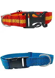 Forever99 Pet Shop Dog Collar Neck Belt Military Grade Training Soft Nylon Dog Adjustable Collar Neck Belt for Large Dogs Multi Color to fit All Adjustable Combo 2 Pack