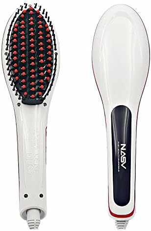 Hair Straightener Straightening Brush, Valuetom Ceramic Straight Hair Styling Comb, Anti Static Anti Scald, Anion Hair Care, Massage Straightening Irons, Detangling Hair Brush (White)