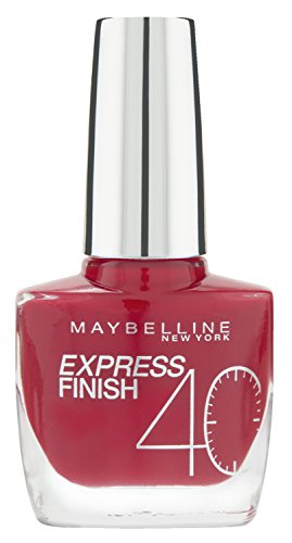 Maybelline New York Make-Up Nailpolish Express Finish Nagellack Cherry / Ultra schnelltrocknender Farblack in sattem Kirschrot, 1 x 10 ml