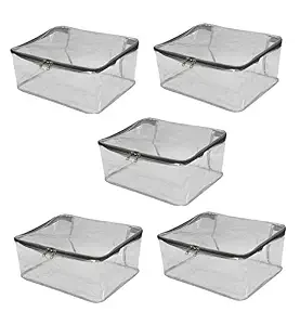 DIVYANA  Transparent Premium Quality Plastic, Rexine Saree/Lehenga/Salwar Suit/Kurti/Bedsheet/Clothes Cover (Grey, Large) - Combo Set of 5 Pcs