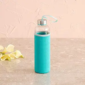 Home Centre FAVOLA-CYPRUS-3Z-2419 Glass Water Bottle, 400ml, 1 Piece , Blue