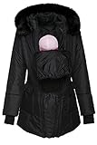 Modell Höhe: 172 cm. Happy Mama. Damen Kapuzen Wattierte Umstands-Jacke Herausnehmbaren Einsatz. 449p (Schwarz, EU 42, XL)