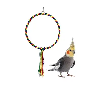 Bird Toys/Natural Colourful Cotton Rope Swing/Suitable for Small & Medium Birds/TAIYO PLUSS DISCOVERY