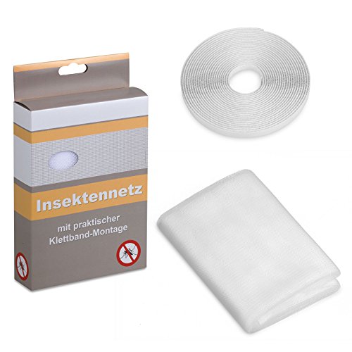 Preisvergleich Produktbild 4x Fliegengitter Insektenschutz Mosktionetz mit Klettband 120x140cm Netzfarbe: Weiß