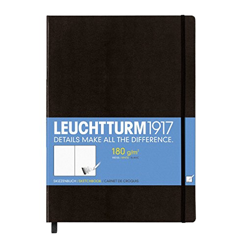 Leuchtturm1917 344675 Skizzenbuch Master (A4+, mit reinweißem, extra starkem 180 g/m² Papier, 96 Seiten) schwarz