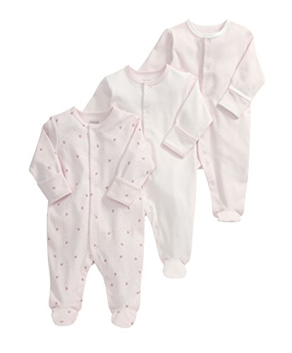 Mamas and Papas Baby-Girls 3 Pack All-in-One Bodysuit, Pink (Multicolour), 6-9 Months