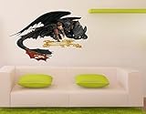 Wandtattoo Dragons Hicks und Ohnezahn B x H: 46cm x 30cm von Klebefieber®